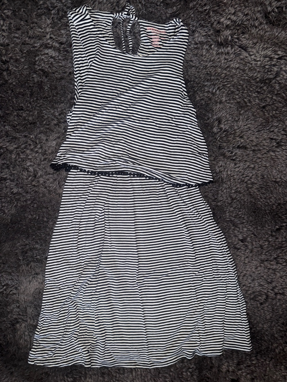 Black and White Stripe Tank Nursing Dress with Keyhole Back